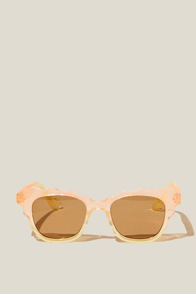 Kids Wavy Square Sunglasses, TROPICAL ORANGE/BABY YELLOW