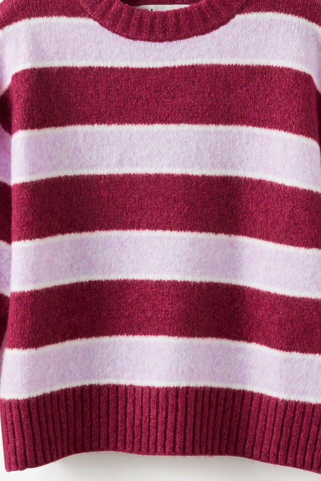 Soft Knit Sweater, BERRY JAM/STRIPES