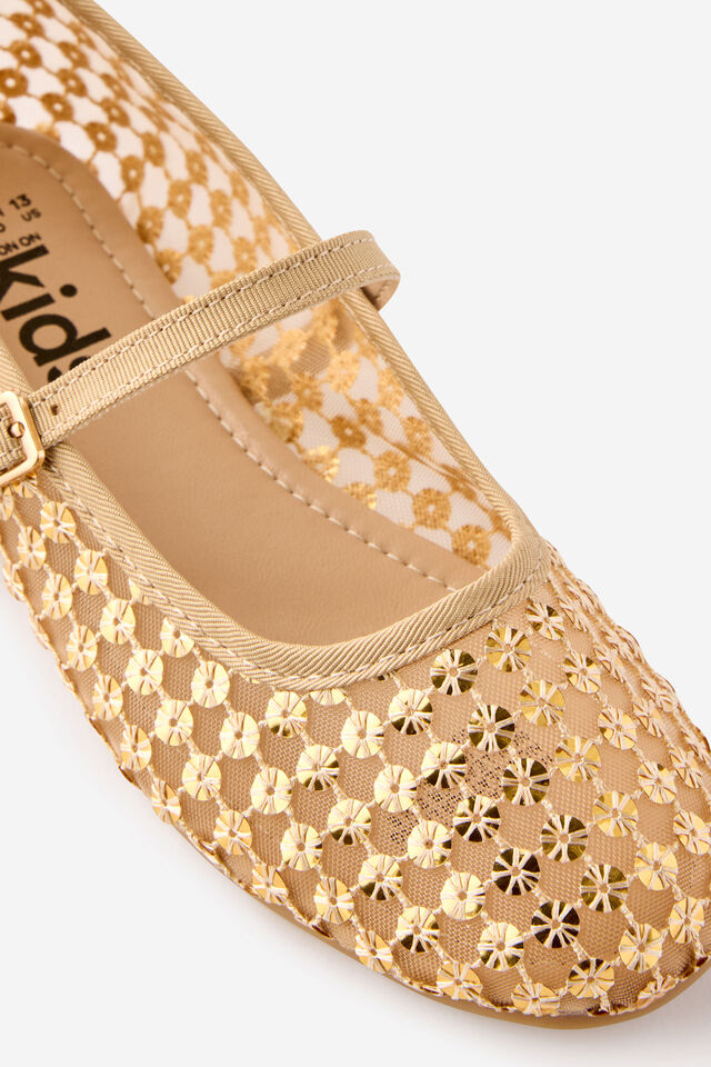 Kids Ballet Flat, GOLDY/SEQUIN MESH