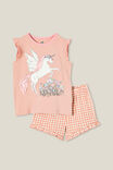 Stacey Short Sleeve Flutter Pyjama Set, ZEPHYR/UNICORN MEADOW FLORAL - alternate image 1