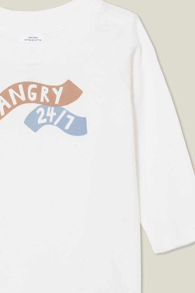 Camiseta - Jamie Long Sleeve Tee, VANILLA/HANGRY 24/7