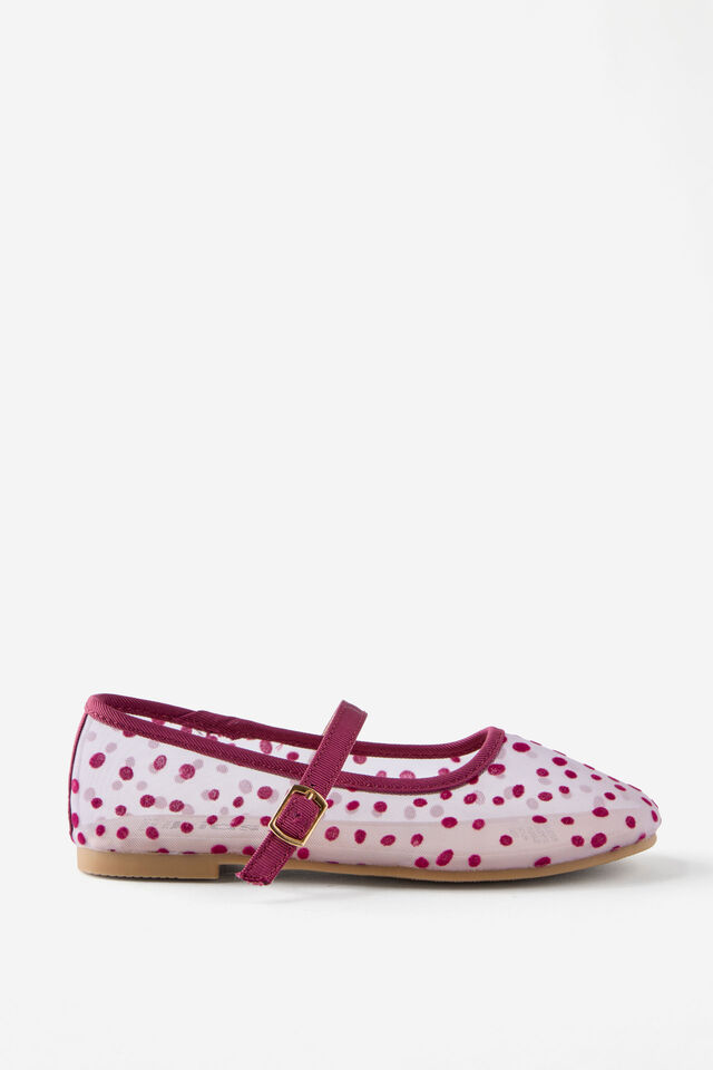 Kids Ballet Flat, VINTAGE LILAC MESH/FLOCKED SPOTS