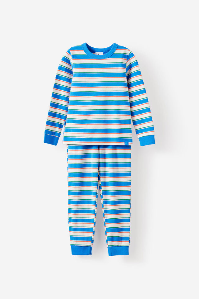 Dreamdrift Long Sleeve Pj Set Personalised, TAYLOR STRIPE/HARBOUR BLUE