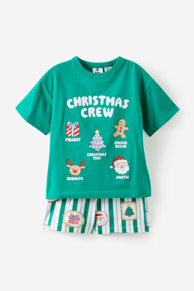 Kids Dreamdrift Family Xmas Pj Set Personalised, ENGLISH IVY/SANTA STAMP