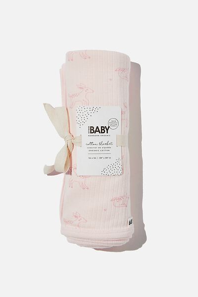 Organic Newborn Blanket, CRYSTAL PINK/DEER