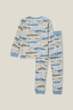 Finley Long Sleeve Pyjama Set, OATMEAL MARLE/RACE DAY FINISH LINE - alternate image 3
