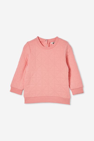 Greer Quilted Sweater, CORAL DREAMS