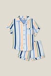 Archer Short Sleeve Pyjama Set, PETTY BLUE/MULTI STRIPE - alternate image 1