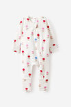 Growie Long Sleeve Zip All In One Romper, VANILLA/SWEET BLOOMS - example image 1