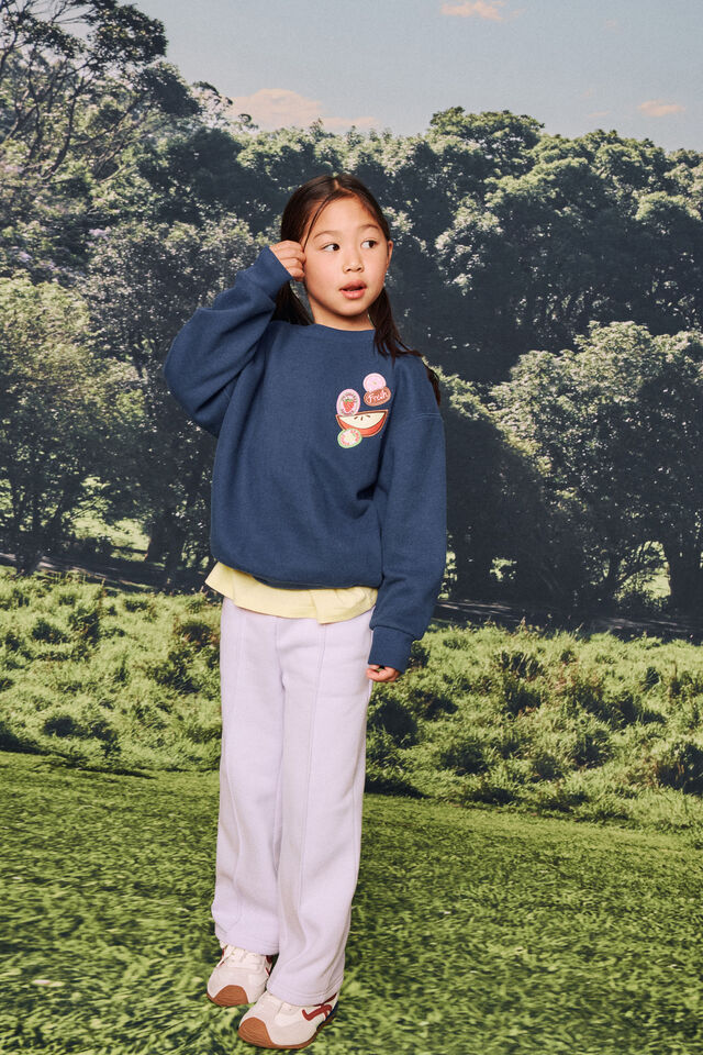 Sammy Oversized Crew, DENIM NAVY/CRUNCH TIME