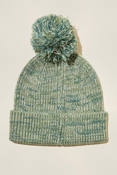 Winter Mixed Knit Beanie, TURTLE GREEN MULTI