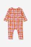 The Long Sleeve Snap Romper Personalisation, VANILLA/GINGERBREAD CHECK - alternate image 3
