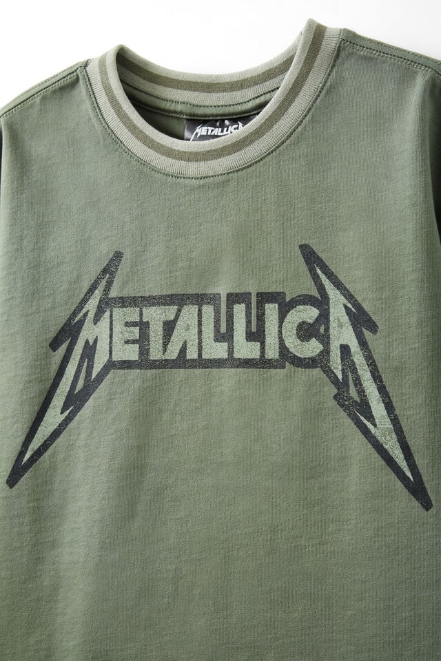 License Drop Shoulder Short Sleeve Tee, LCN PRO SWAG GREEN/METALLICA LIGHTNING