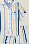 Archer Short Sleeve Pyjama Set, PETTY BLUE/MULTI STRIPE - alternate image 2
