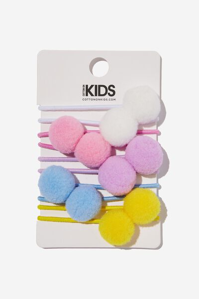 Knot Messy Hair Ties - Round, WASHED PASTEL POM POMS