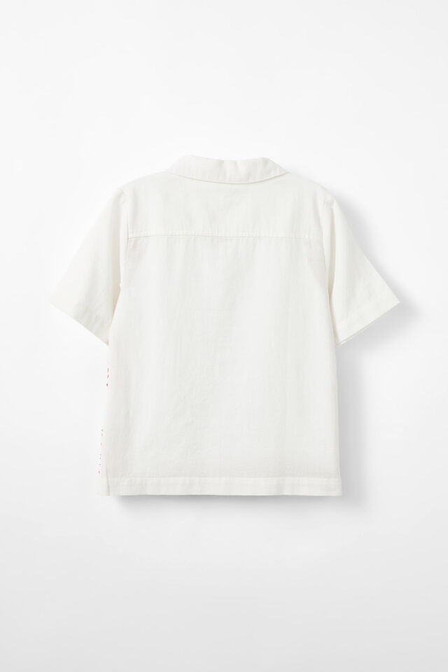 Cabana Short Sleeve Shirt, VANILLA/SANTA EMBROIDERY