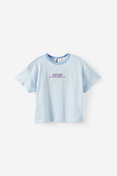 License Drop Shoulder Boxy Short Sleeve Tee, LCN NET DEMON HUNTERS/BLUE WHISPER