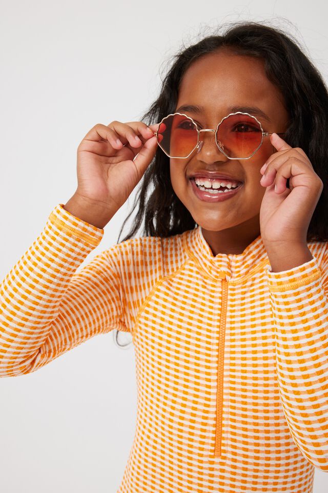 Kids Sienna Shell Metal Sunglasses, ORANGE PUNCH/GOLD