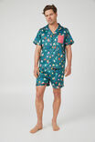 Carter Adults Unisex Short Sleeve Pyjama Set, PINE TREE GREEN/FALALA XMAS LIGHTS - alternate image 4