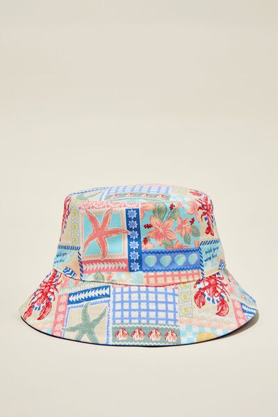 Kids Reversible Bucket Hat, WISH YOU WERE HERE/DUSK BLUE