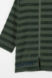 Kids Zip Thru Hooded Towel - Personalised, SWAG GREEN/JACQUARD STRIPE - alternate image 2