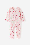 Growie Long Sleeve Zip Romper, TEA PARTY PINK/POLKA DOT - example image 1