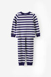 Dreamdrift Ls Pj Set - Grey Marle Rena Pers, BOBBI STRIPE GREY MARLE/DENIM NAVY - example image 1