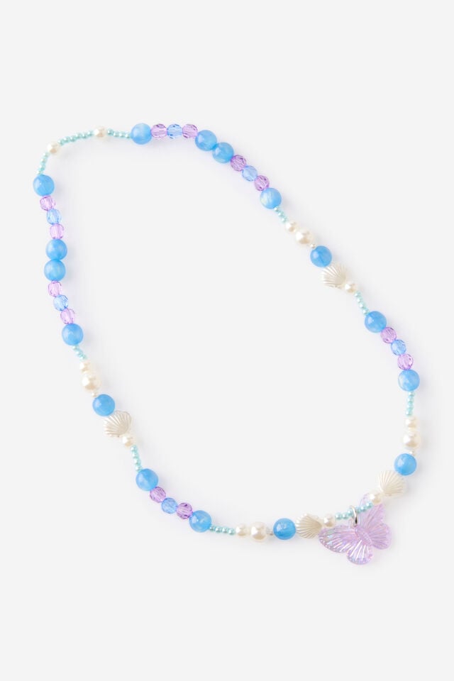Kids Beaded Necklace, BLUE BUTTERFLY/BEADED