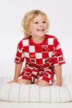 Lightning McQueen Disney Pixar Snoozesoft Short Sleeve Boxer Pj Set, LCN DIS VARSITY RED/LIGHTNING MCQUEEN CHECKS - example image 1