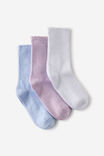 Kids 3Pk Sparkle Socks, BLUE WHISPER/LILAC SHIMMER - example image 1