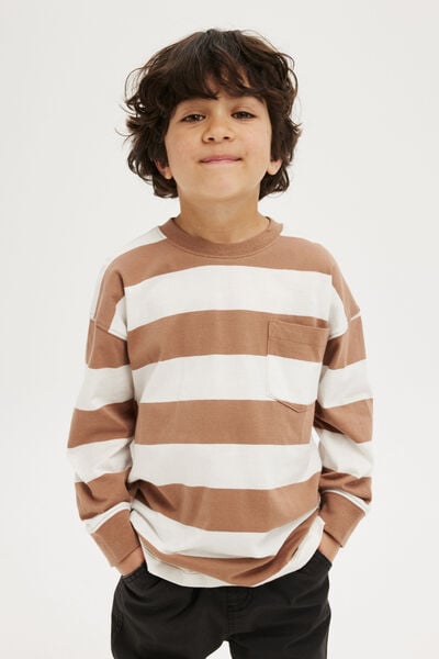 The Essential Long Sleeve Tee, TAUPY BROWN/VANILLA STRIPE