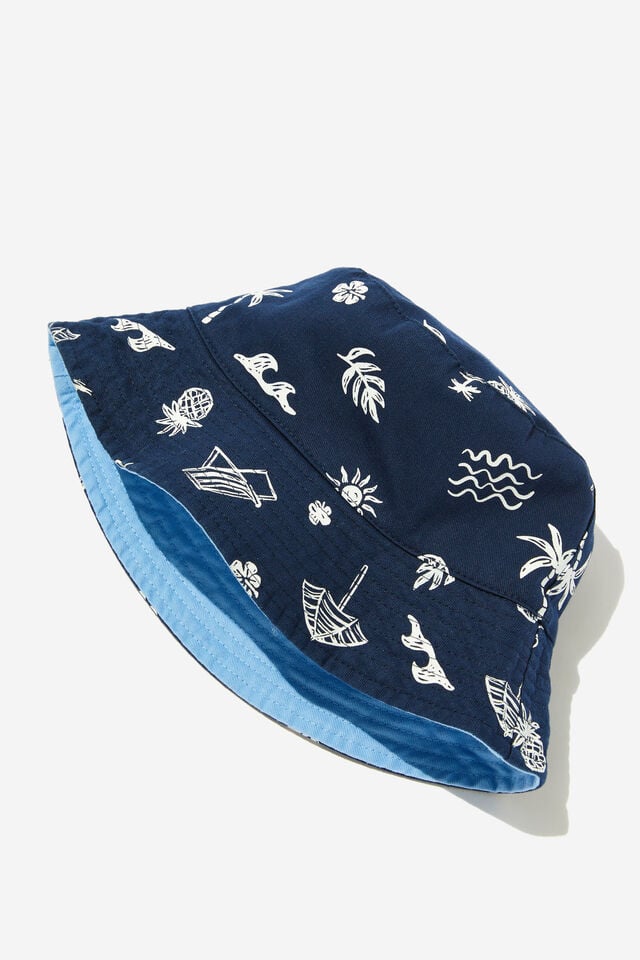 Kids Reversible Bucket Hat, BEACH CLUB/DUSK BLUE