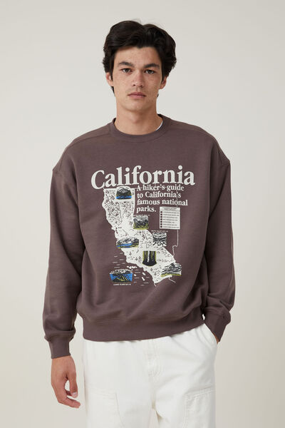 Oversized Graphic Sweater, WASHED CHOCOLATE/ CALIFORNIA