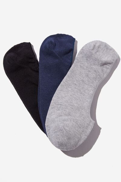 Invisible Socks 3 Pack, BLACK/NAVY/GREY MARLE