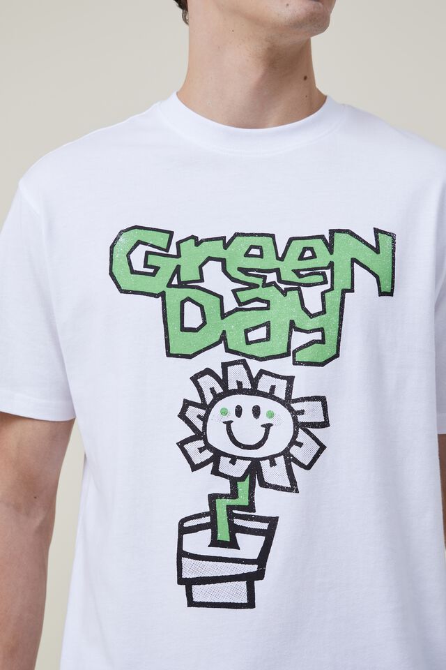 Loose Fit Printed T-shirt - Green/flowers - Men