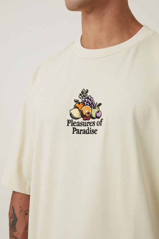 Box Fit Graphic T-Shirt, ECRU / PARADISE PLEASURES