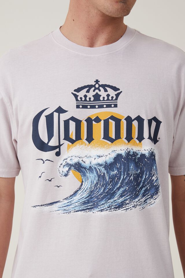 Corona Premium Loose Fit T-Shirt, LCN COR ICED LILAC/CORONA - SUNSET