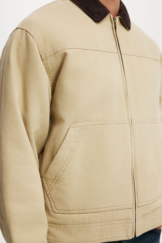 Cropped Worker Jacket, BONE