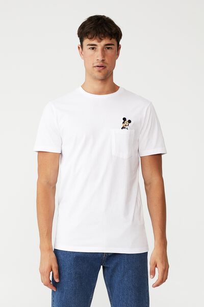 Tbar Collab Character T-Shirt, LCN DIS WHITE/MICKEY POCKET
