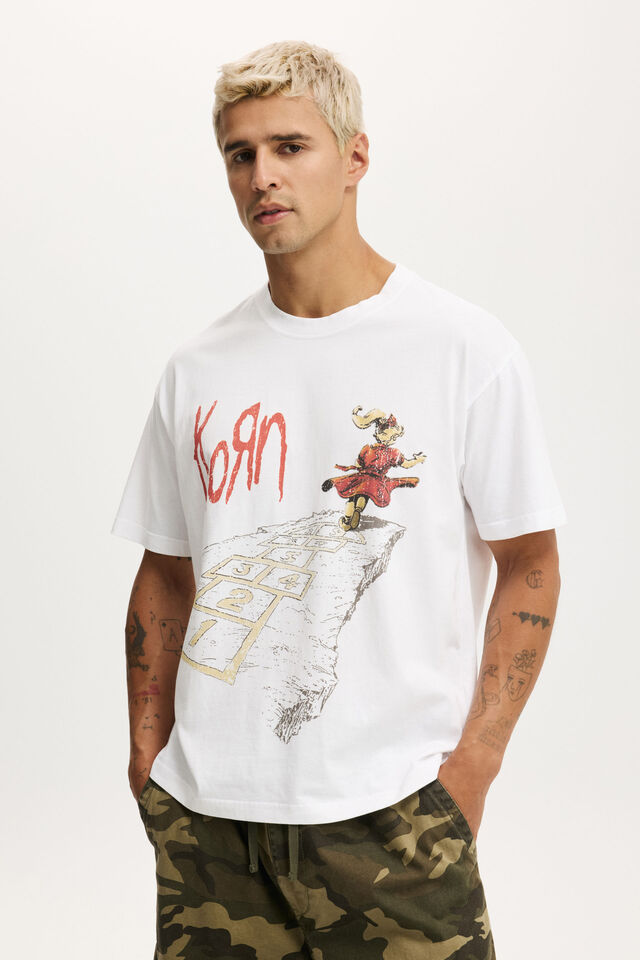 Everyday Fit Exclusive Music T-Shirt, LCN COR WHITE / KORN - FOLLOW THE LEADER OUTL