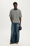 Cropped Fit T-Shirt, WASHED BLACK / VINTAGE WHITE STRIPE - example image 2