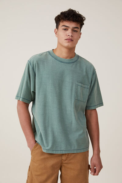 Crop Fit Reversed T-Shirt, FADED TEAL
