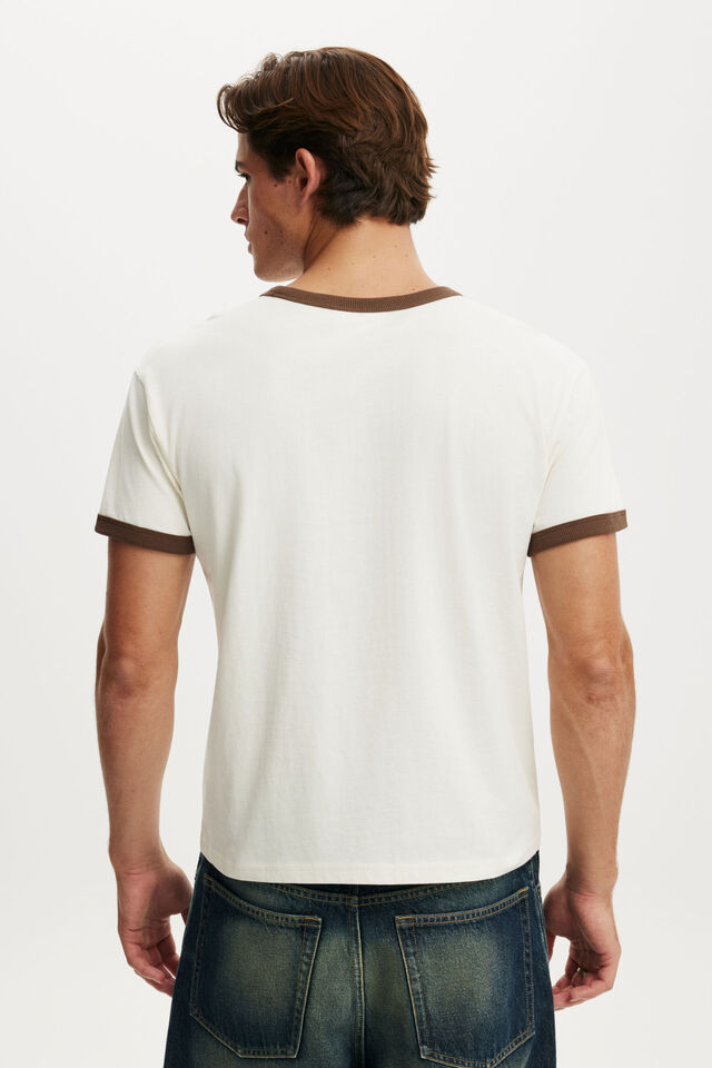 Fitted T-Shirt, CLOUD / ESPRESSO RINGER