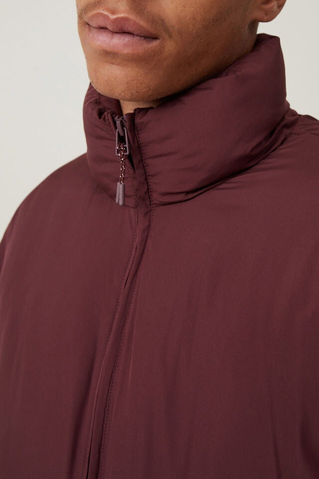 Recycled Puffer Relaxed Bomber, CRANBERRY
