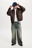 Faux Leather Bomber, OLD COUCH BROWN - alternate image 2