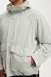 Boxy Hooded Spray Jacket, OFF WHITE CHECK - example image 4