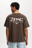 Camiseta - Tupac Box Fit Premium Music T-Shirt, LCN BRA ASHEN BROWN / TUPAC - CALIFORNIA LOVE - vista alternativa 3