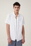 Linen Short Sleeve Shirt, WHITE - alternate image 2