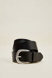 Leather Dad Belt, BLACK/BRUSHED SILVER - alternate image 1