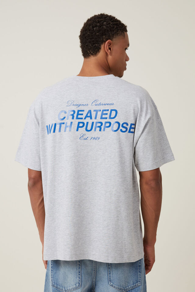 Box Fit Text T-Shirt, LIGHT GREY MARLE/DESIGNER OUTERWEAR